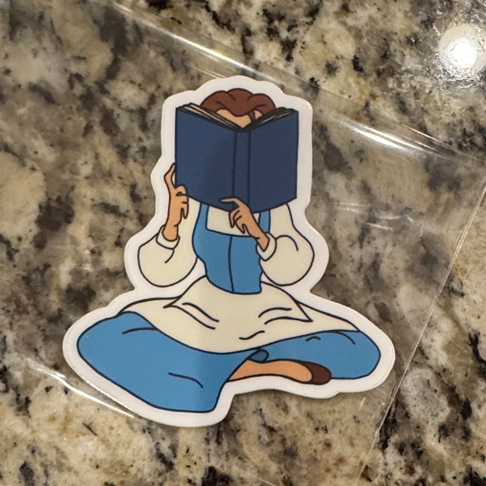 Disney Belle Nose Stuck in a Book Sticker